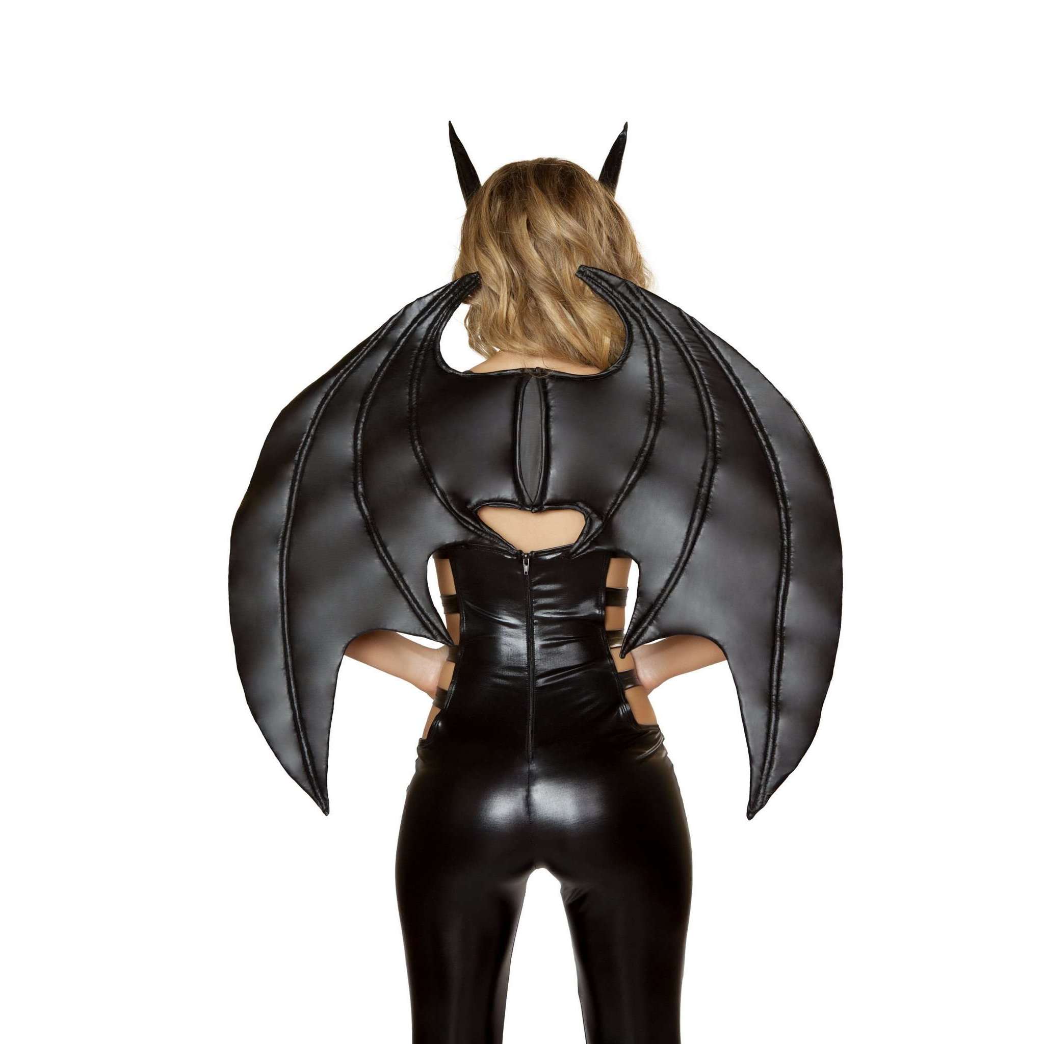 Adult Angel Wings Deluxe Feather Trim Devil Wings with Elastic Straps, Adult Unisex, Size: One size, Black
