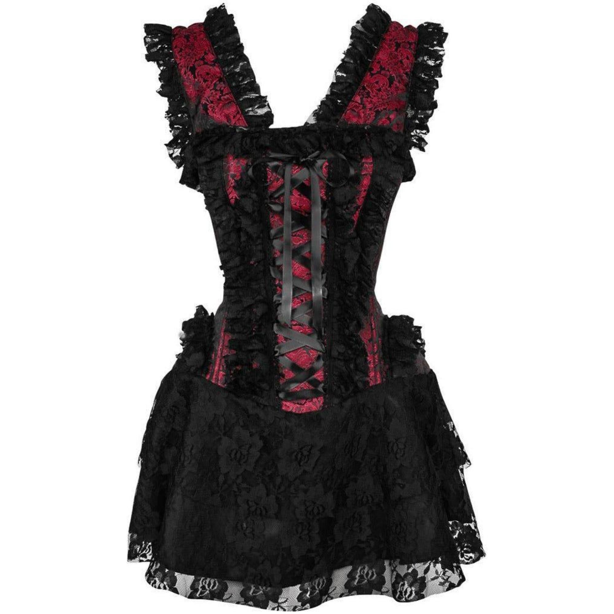 Top Drawer Steel Boned Red/Black Lace Victorian Corset Dress AbracadabraNYC Top Drawer Steel Boned Red/Black Lace Victorian Corset Dress AbracadabraNYC