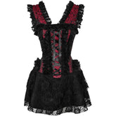 Top Drawer Steel Boned Red/Black Lace Victorian Corset Dress
