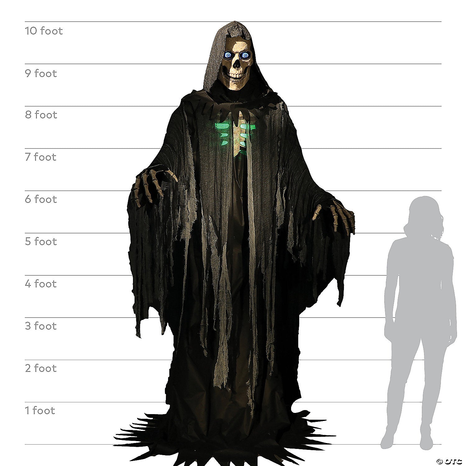 10' Towering Talking Grim Reaper w/ Glowing Eyes Animated Prop Decoration