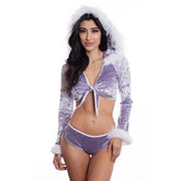 Fur Trim Lilac Velvet Set