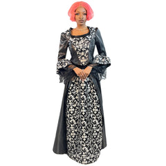 Elegant Colonial Black and Silver Women's Costume