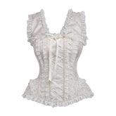 Top Drawer Ivory Brocade & Lace Steel Boned Corset