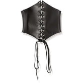 Lavish Black Faux Leather Corset Belt Cincher