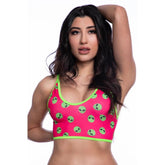 Hot Pink Alien Pattern Crop Top