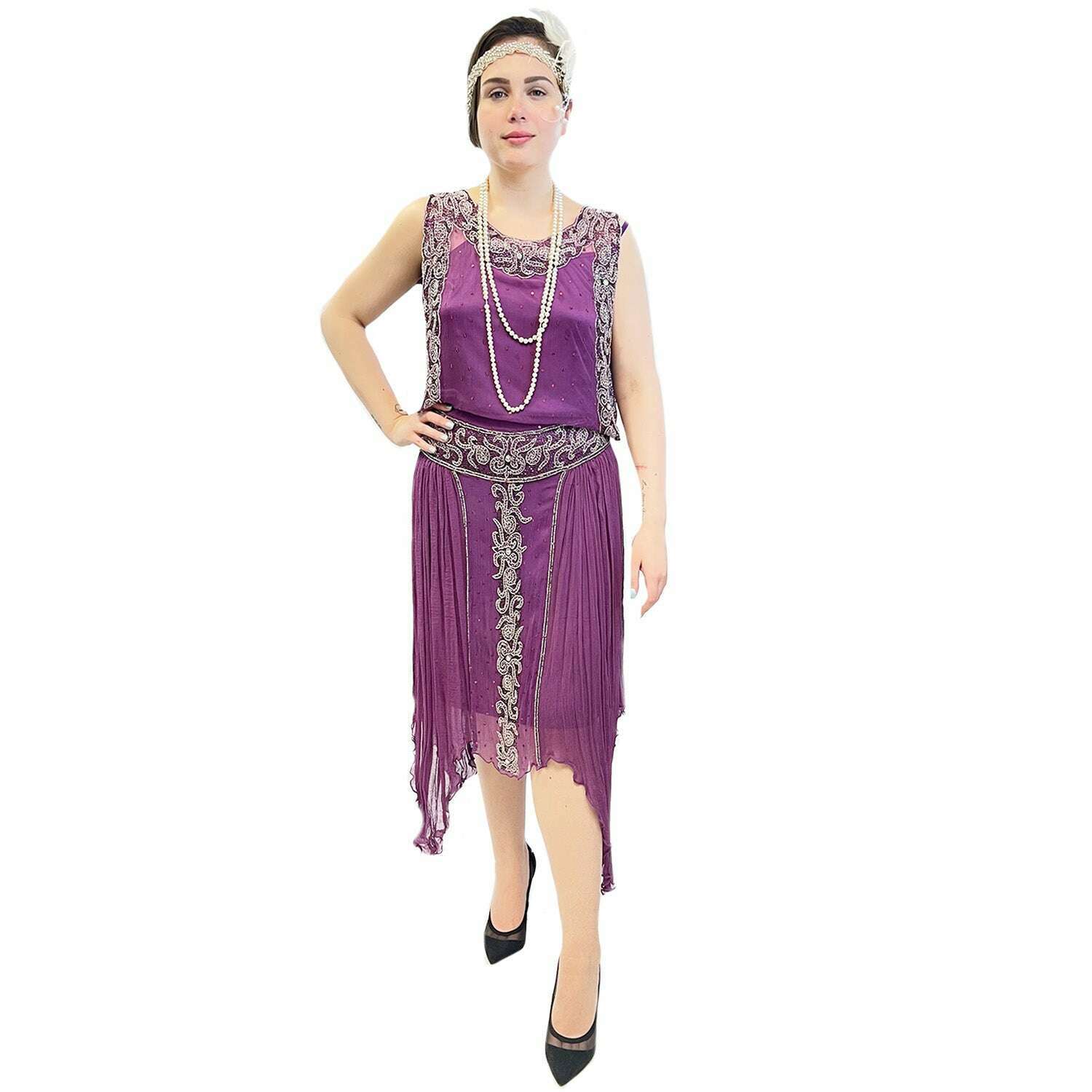1920's Fuchsia Chiffon Flapper Dress Deluxe Women's Costume Buy / X-Large 1920's Fuchsia Chiffon Flapper Dress Deluxe Women's Costume Buy / X-Large