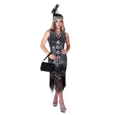 Art Deco Silver Flapper Fringed Dress