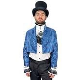 Victorian Men's Blue Floral Print Tailcoat Jacket