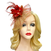 Ember Veiled Feather Fascinator