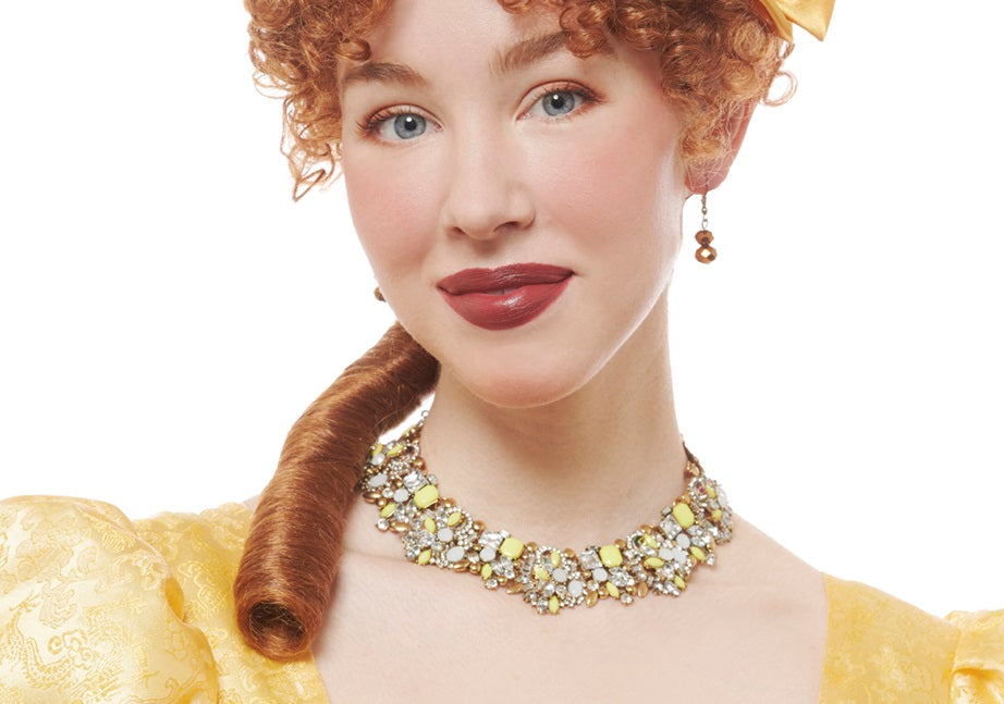 Clear Yellow Jeweled Regency Cluster Collar Necklace