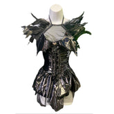 Gothic Vinyl Feathered Corset Dress