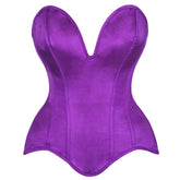 Top Drawer Steel Boned Purple Satin Plunge Neckline Overbust Corset
