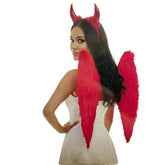 Red Devil Feather Wings With Horns Headband