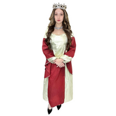 Medieval Shimmery Gold & Red Queen Adult Costume