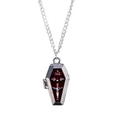Blood Red Silver Coffin Casket Neckalce
