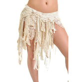 Beige Lace Fringe Belt
