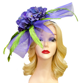 Vivid Violet Green Feather Bouquet Fascinator