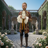 Colonial Burgundy Jacquard Men's Costume