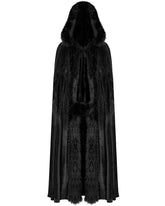 Gothic Faux Fur Trim Long Hooded Coat