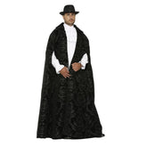 Long Black Men's Brocade Cape with Arm Holes
