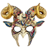 Ornate Goat Horn Masquerade Mask