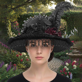 Black Feather Victorian Hat