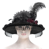 Black Feather Victorian Hat