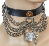 Rhinestone Padlock Chain Choker