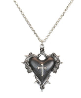 Cross Spiked Heart Pendant Necklace