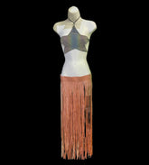 Brown Suede Fringe Skirt