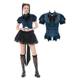 Gothic Academy Puff-Sleeve Blouse