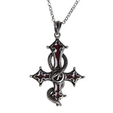 Celtic Cross Necklace with Coiled Snake