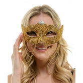 Gold Chain Rhinestone Half-Mask