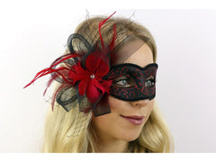 Venetian Mask with Bow and Feathers