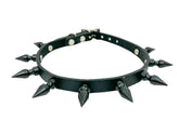 1" Spike Black Leather Choker