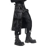 Men's Black Belted Kilt with Side Bags