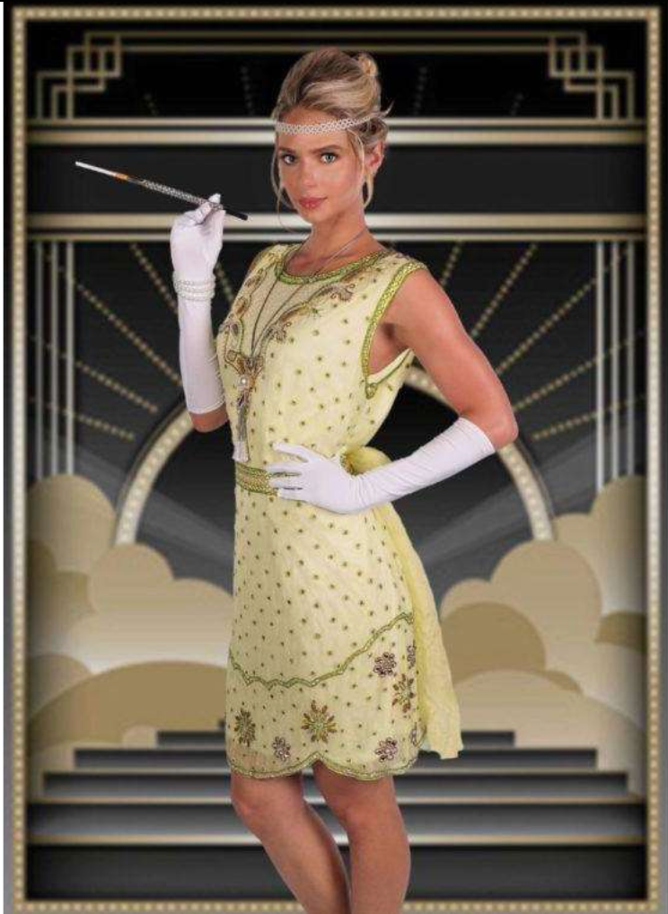 1920s Women Light Green Flapper Dress Adult Costume 1920s Women Light Green Flapper Dress Adult Costume