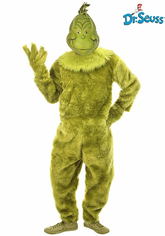 The Grinch Deluxe Faux Fur Jumpsuit w/ Latex Mask Adult Costume