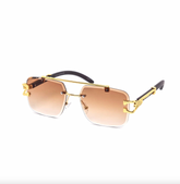 Chic Rimless Gradient Snake Miter-Cut Aviator Sunglasses