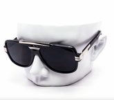 Retro Metal Brow Bar Shield Aviator Sunglasses
