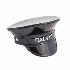 Black Patent Leather Police Hat with Stainless Steel Letter Nickname