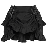Black Crepe Ruched Bustle Skirt