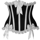 Top Drawer Black/White Steel Boned Burlesque Underbust Corset Waist Cincher