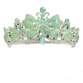 Jade Floral Butterfly Silver Tiara