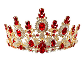 Floral Ruby Silver Rhinestone Gold Tiara