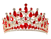 Queenly Red and Silver Rhinestone Gold Tiara
