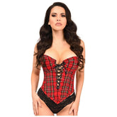 Top Drawer Red Plaid Steel Boned Lace-Up Bustier