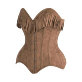 Top Drawer Fringe Suede Steel Boned Overbust Corset