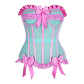 Top Drawer Steel Boned Mint and Pink Mesh Underwire Bustier Corset