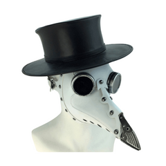 Plague Doctor White Leather With Goggles Mask